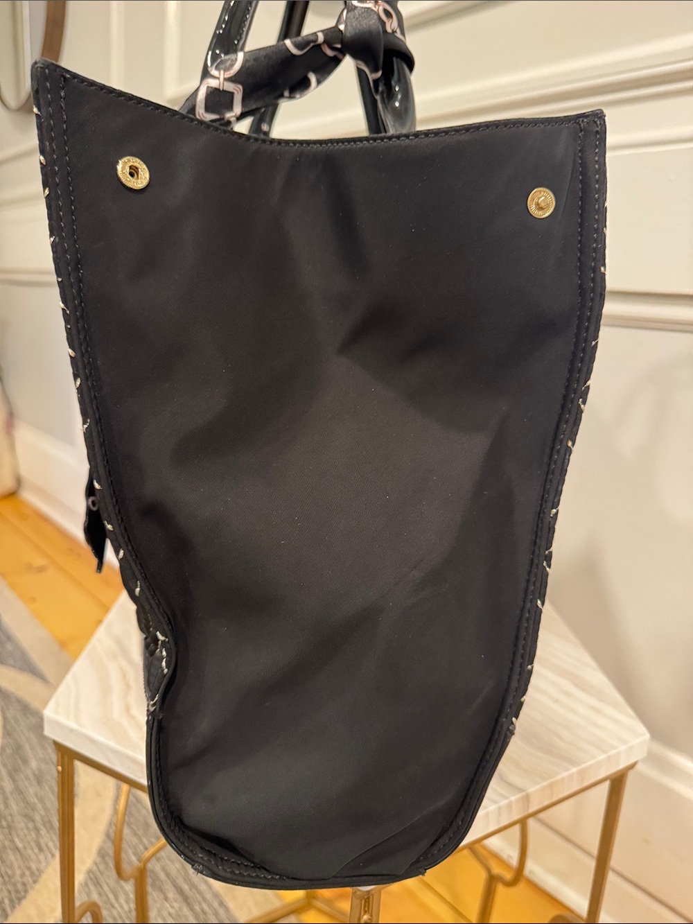 Tory Burch Bag Ella Quilted Black Large Nylon Tote Rare - Picture 8 of 17